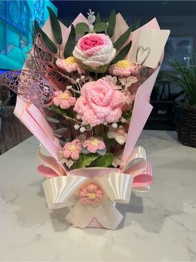 Pink Crochet Flower Bouquet - Women Bath & Body Gift